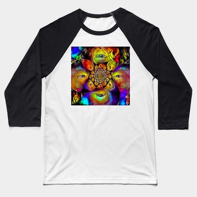 Abstract fractal with eyes Baseball T-Shirt by rolffimages